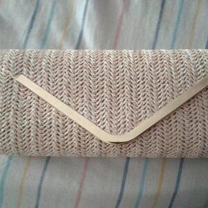 Women's Beige Clutch Purses Sparkling Envelope Evening Bag with Detachable Chain